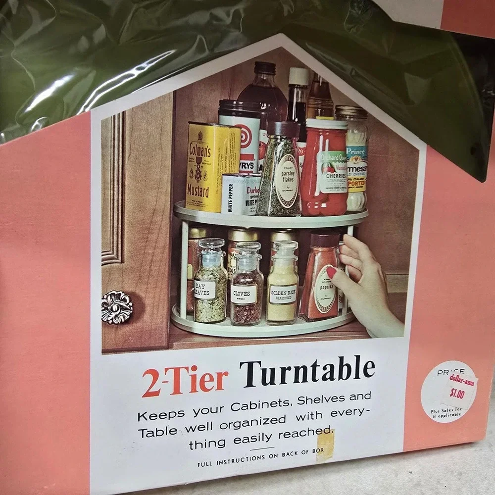 Vintage Space-Master 2-Tier Turntable Avocado Green Action Industries Spice Rack